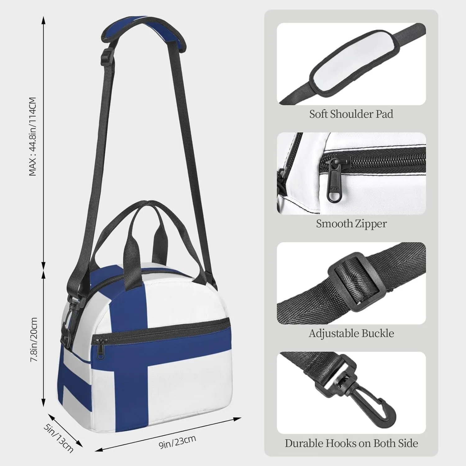 Finnish Flag Lunch Bag For Women Men Insulated Lunch Tote Box Reusable For Office Picnic Days