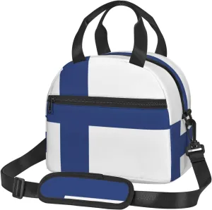 Finnish Flag Lunch Bag For Women Men Insulated Lunch Tote Box Reusable For Office Picnic Days