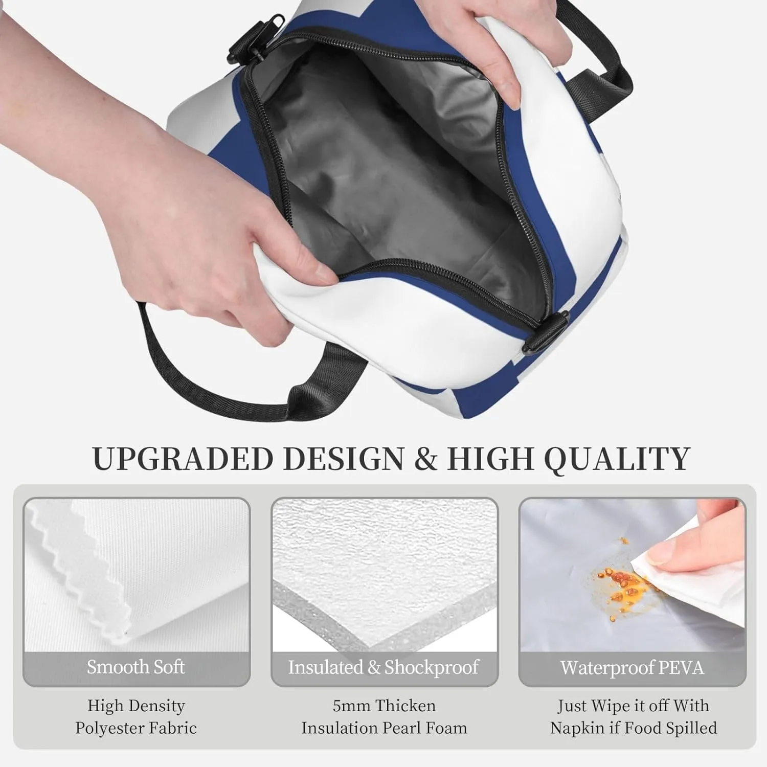 Finnish Flag Lunch Bag For Women Men Insulated Lunch Tote Box Reusable For Office Picnic Days
