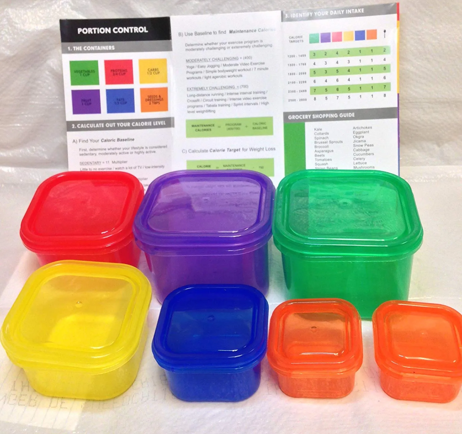 Fire Deals 7 Piece Portion Control Containers Kit For Weight Loss Eat Healthy and Balanced, Free HOLIDAYS RECIPES E-Book  Planner Guide Multi-Colored System.Comparable to 21 Day Fix