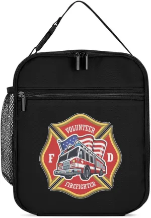 Firefighting Truck Insulated Lunch Bag Cooler Bag Portable Leakproof Lunch Box Adjustable Handbag Meal Tote with Handle