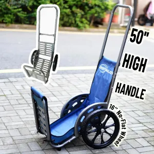 Firewood Cart with 16'' Big Wheels for Stairs, 200 lbs Heavy Duty Yard Cart with Ergonomic Long Handle for Hauling Logs, Bags, Buckets