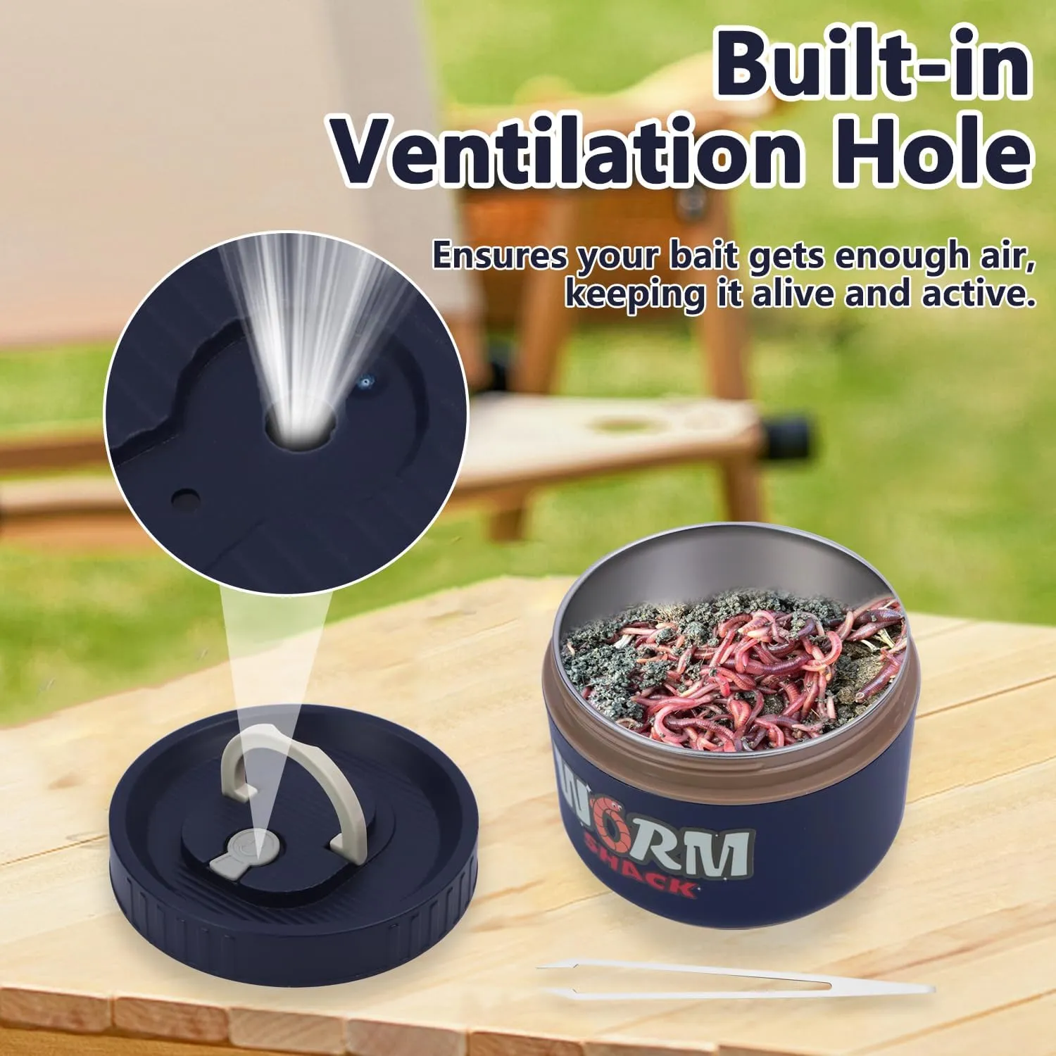 Fishing Bait Container, Insulated Stainless Steel, Live Bait Storage, Worm Storage Box, Nightcrawler Box, Bait Tank, Compact and Durable,Small and Portable, Keeps Bait Fresh and Alive