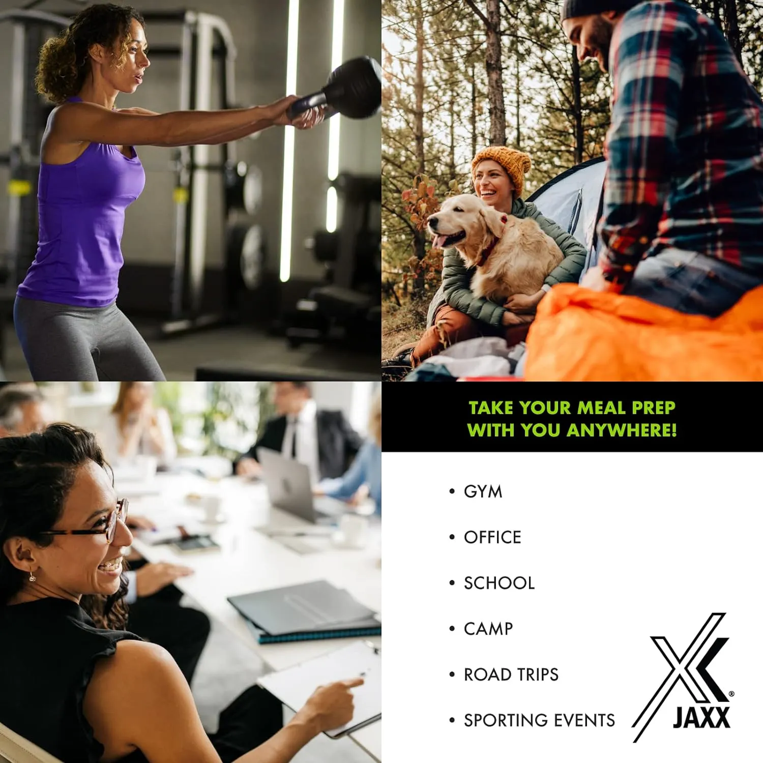 Fit & Fresh JAXX Meal Prep Lunch Box With Container For Men and Women, 5pc. Meal Prep Kit Lunch Bag With Containers Included