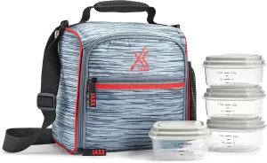 Fit & Fresh JAXX Meal Prep Lunch Box With Container For Men and Women, 5pc. Meal Prep Kit Lunch Bag With Containers Included