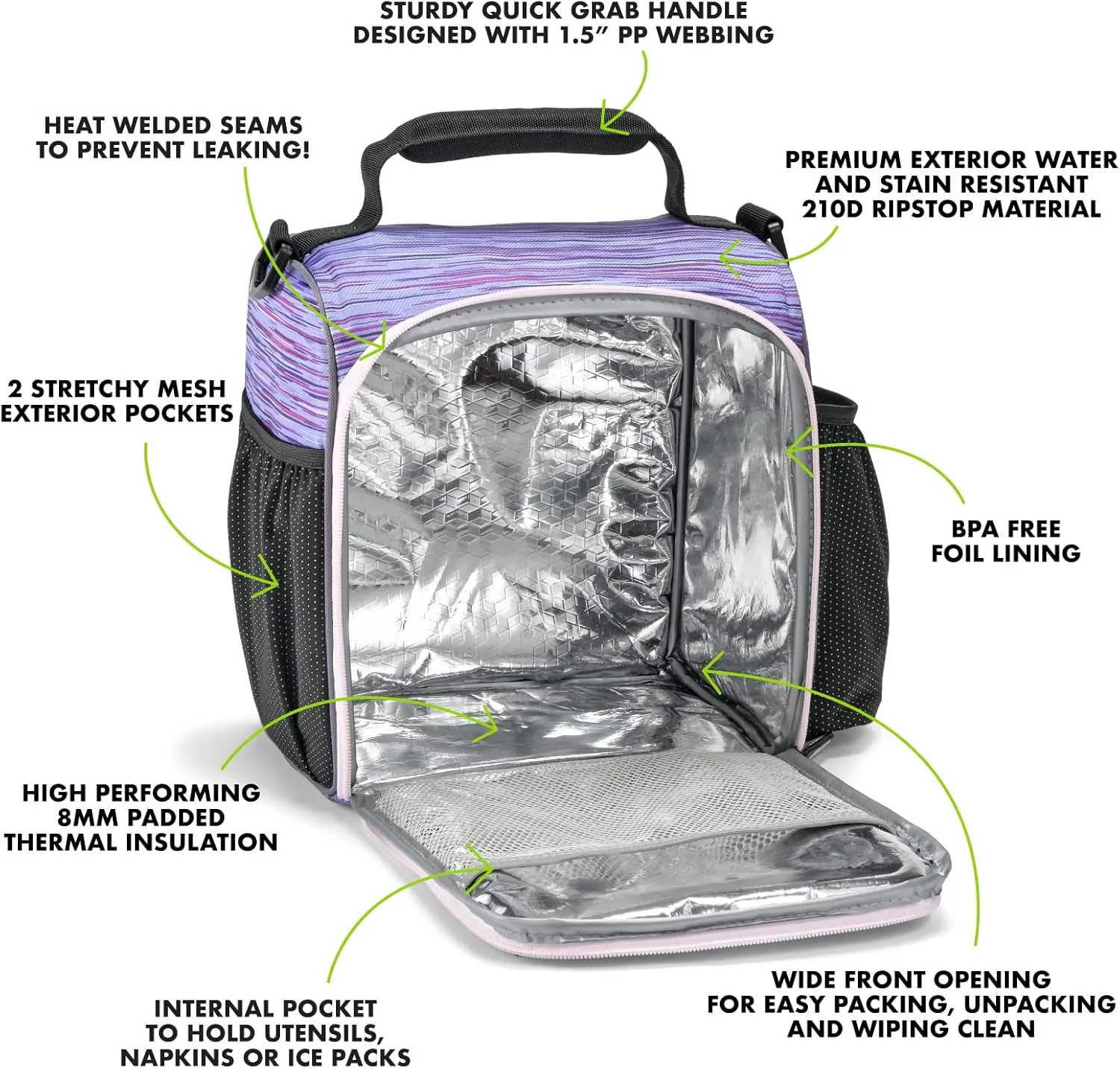 Fit & Fresh JAXX Meal Prep Lunch Box With Containers, Ice Pack, and Shaker Bottle For Men and Women, 9pc. Meal Prep Kit Lunch Bag With Containers Included