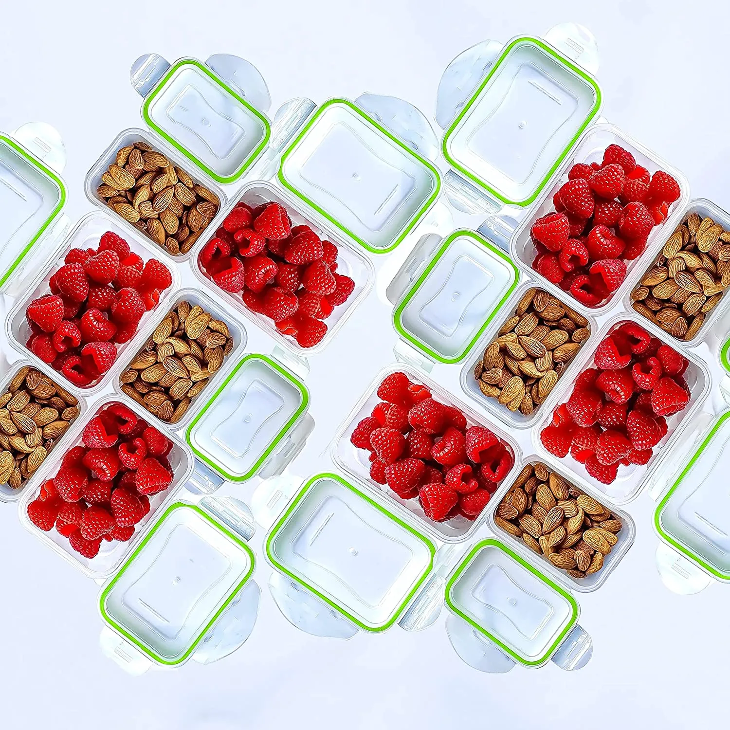 FIT Strong & Healthy  Small Stackable Snack Containers (12 Pack: 6 x 17oz   6 x 6oz) - Small Food Containers with lids, Plastic Containers, Portion Control containers, Kids Food Containers, Snack Containers for Adults
