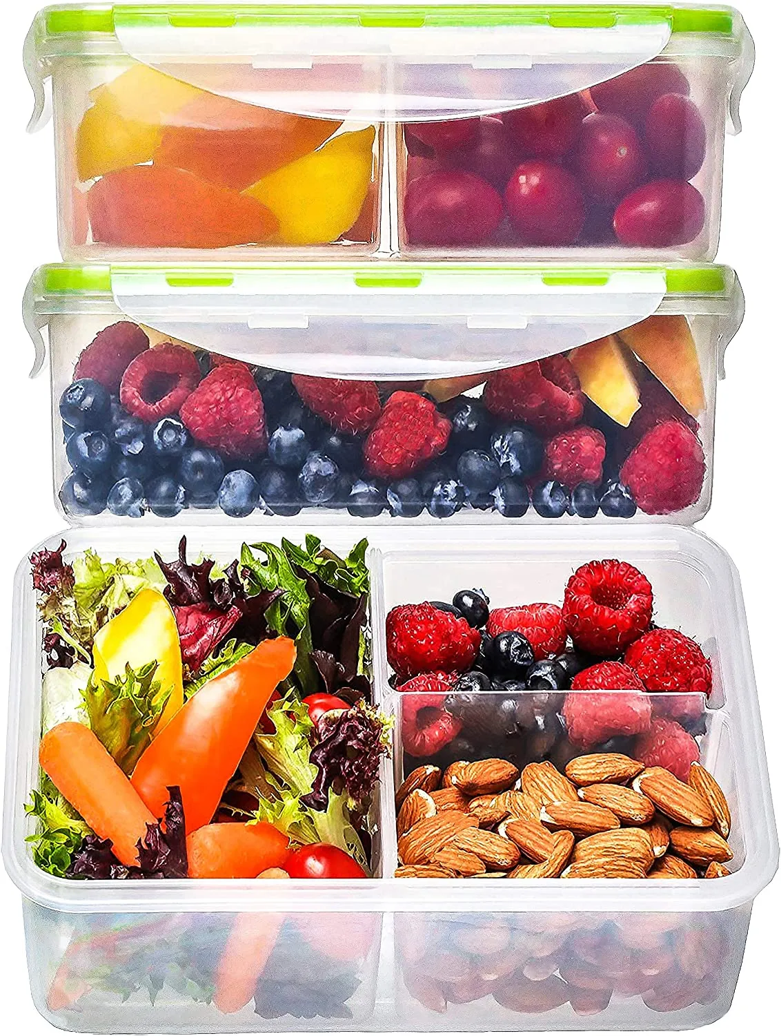 FIT Strong & Healthy  Small Stackable Snack Containers (12 Pack: 6 x 17oz   6 x 6oz) - Small Food Containers with lids, Plastic Containers, Portion Control containers, Kids Food Containers, Snack Containers for Adults