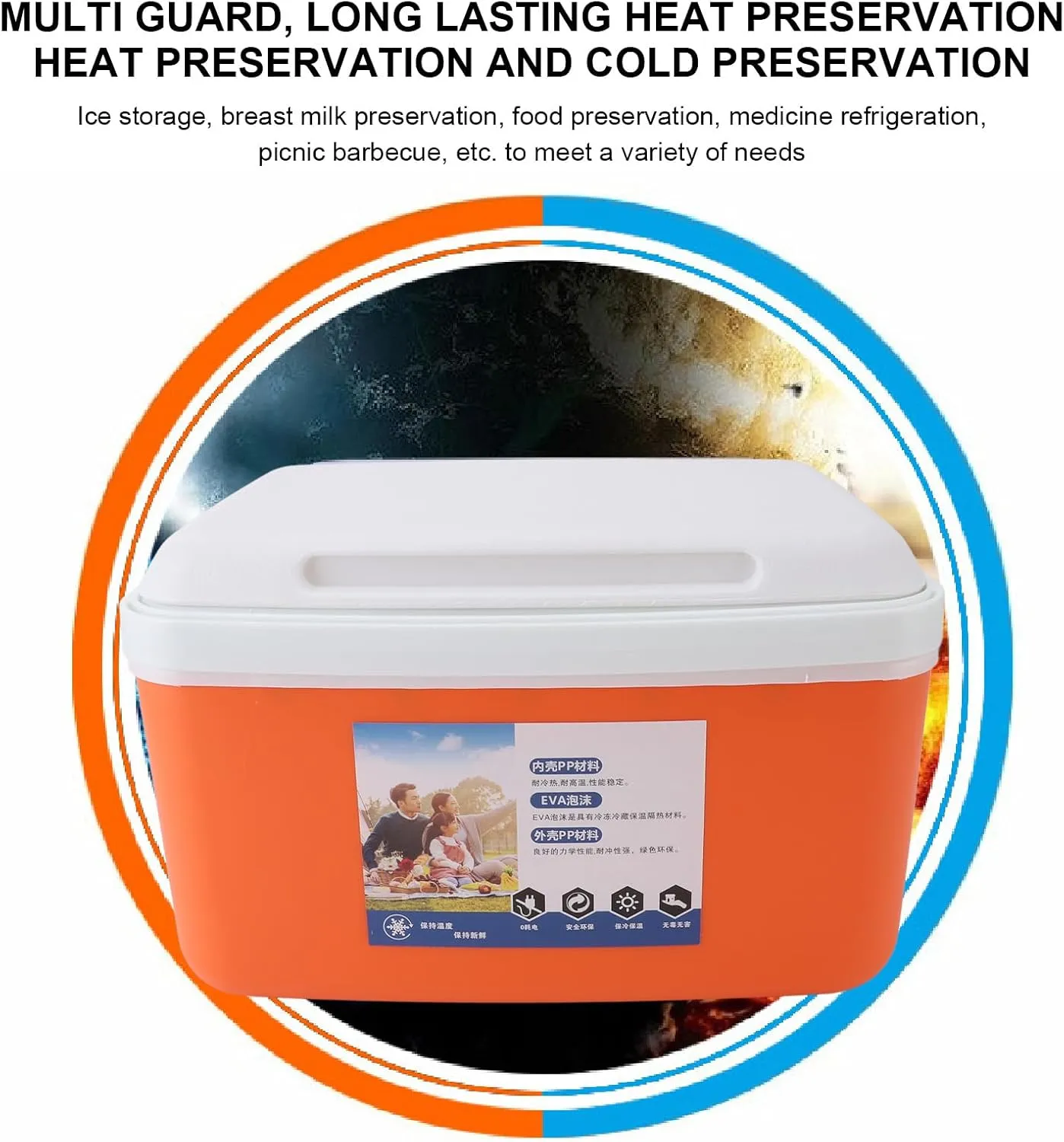 FLEXMAN Insulated Portable Cooler, 8L Eavy Duty Insulated Hard Cooler Lunchbox, Multifunctional Insulated Igloo Cooler for Camping Picnic Beach Drink Beverage Fishing