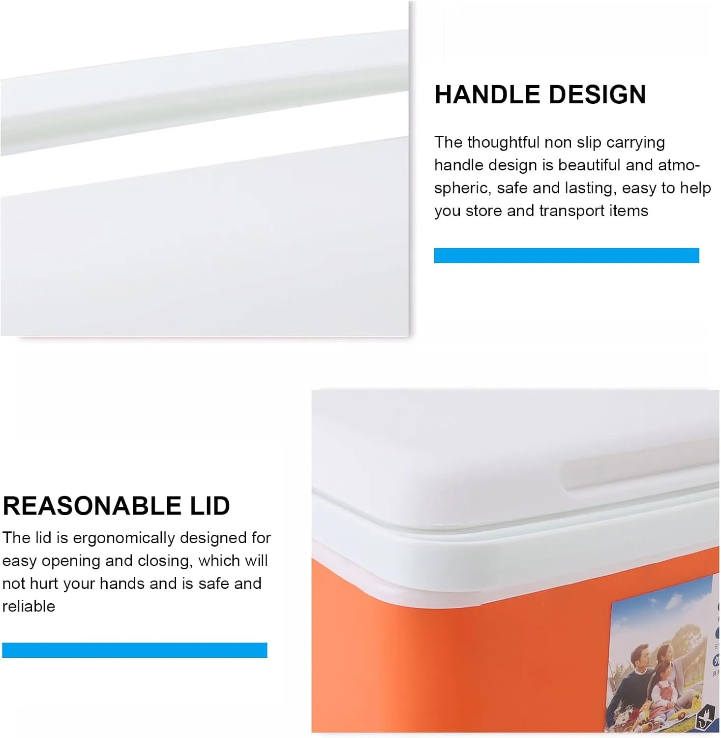 FLEXMAN Insulated Portable Cooler, 8L Eavy Duty Insulated Hard Cooler Lunchbox, Multifunctional Insulated Igloo Cooler for Camping Picnic Beach Drink Beverage Fishing