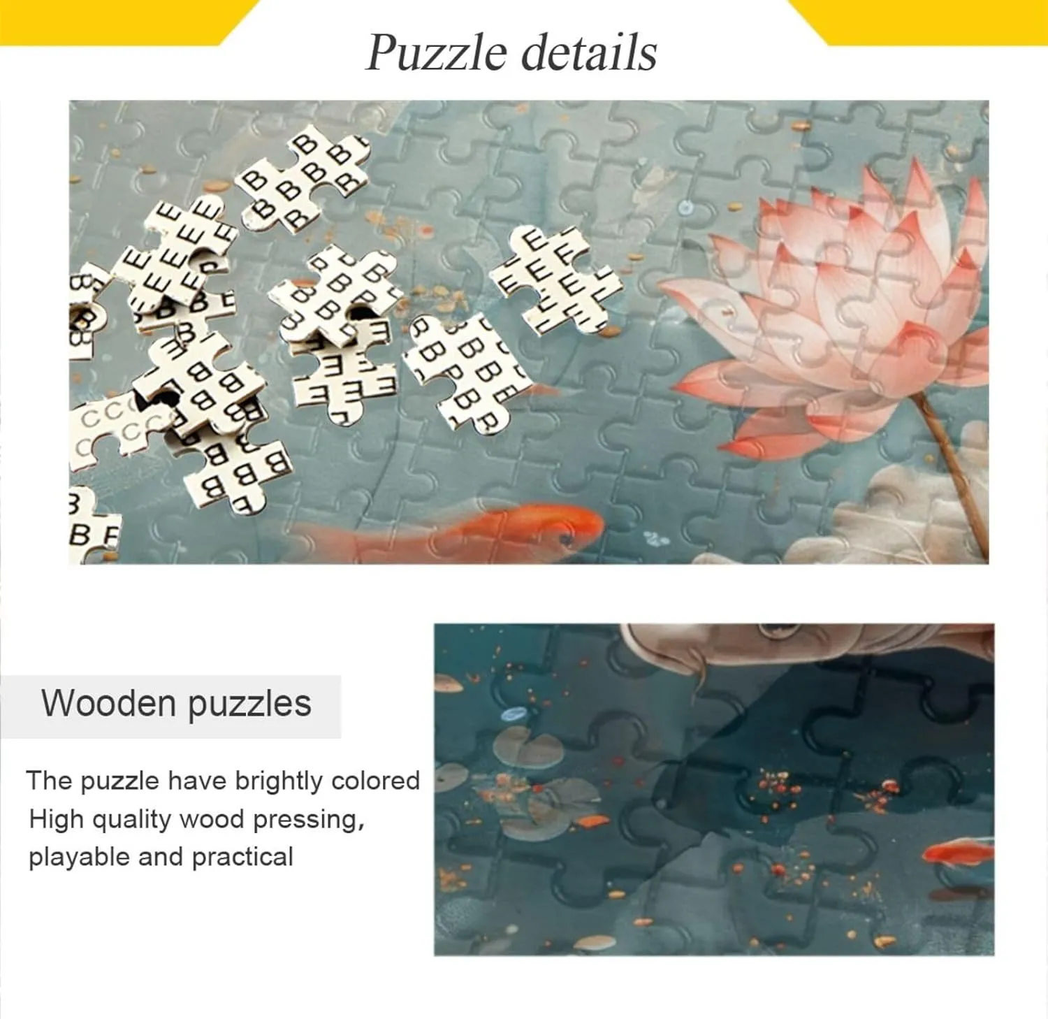 Flower Fish Japanese Jigsaw Puzzle 1000 Piece, Educational Intellectual Decompression Puzzle Game Jigsaw Puzzle for Adult Active Thinking Party Entertainment, Family Games