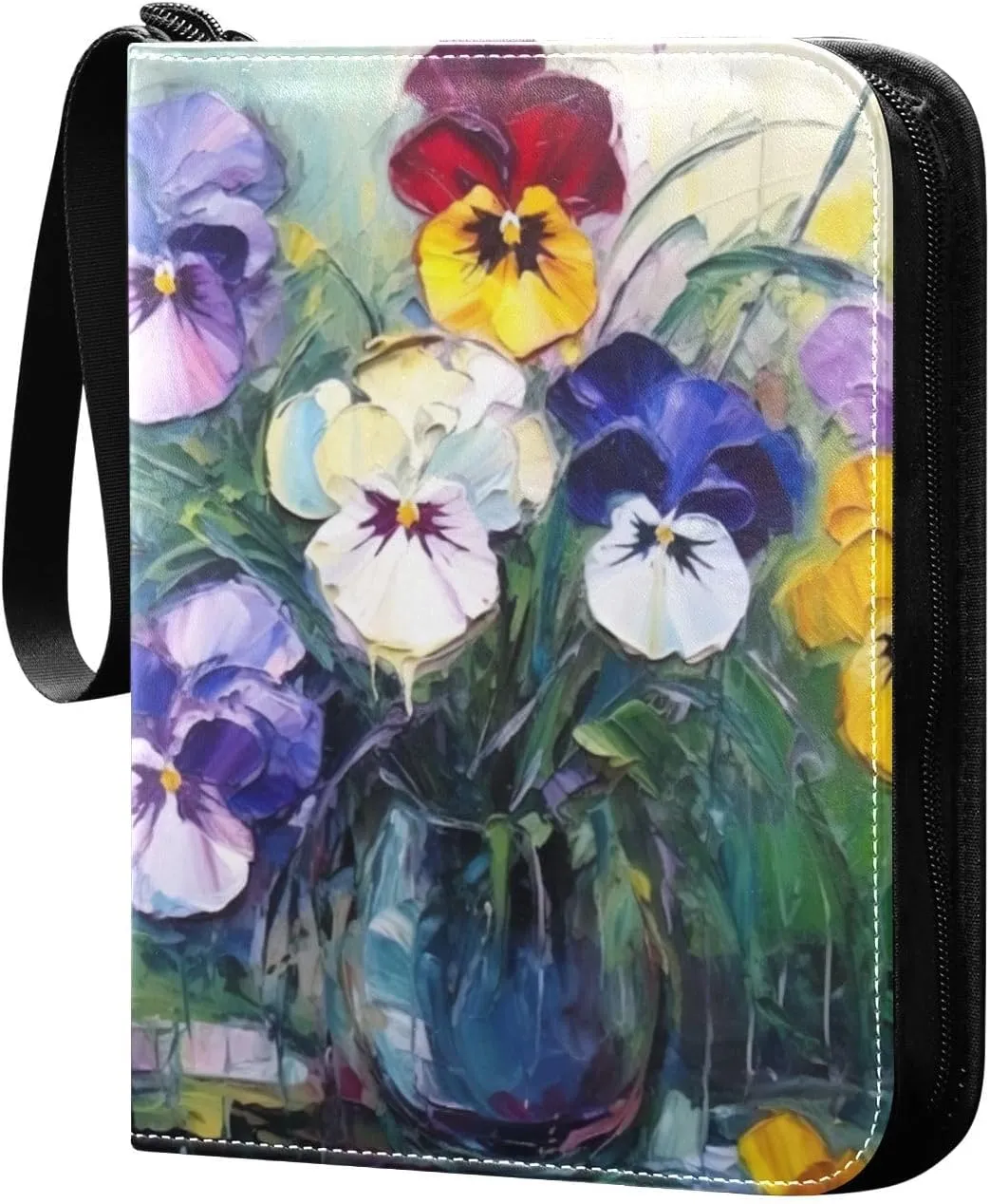 Flower Painting Card Binder, 400 Pockets Card Holder with 50 Sleeves, Sturdy Card Holder Folders for Game Cards & Sports Cards