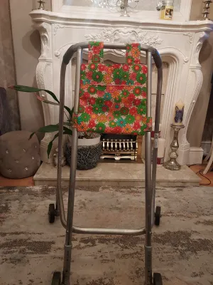 Flower Power  Zimmer frame bag, walking frame bag, accessories, walking aid, handmade, bag, storage