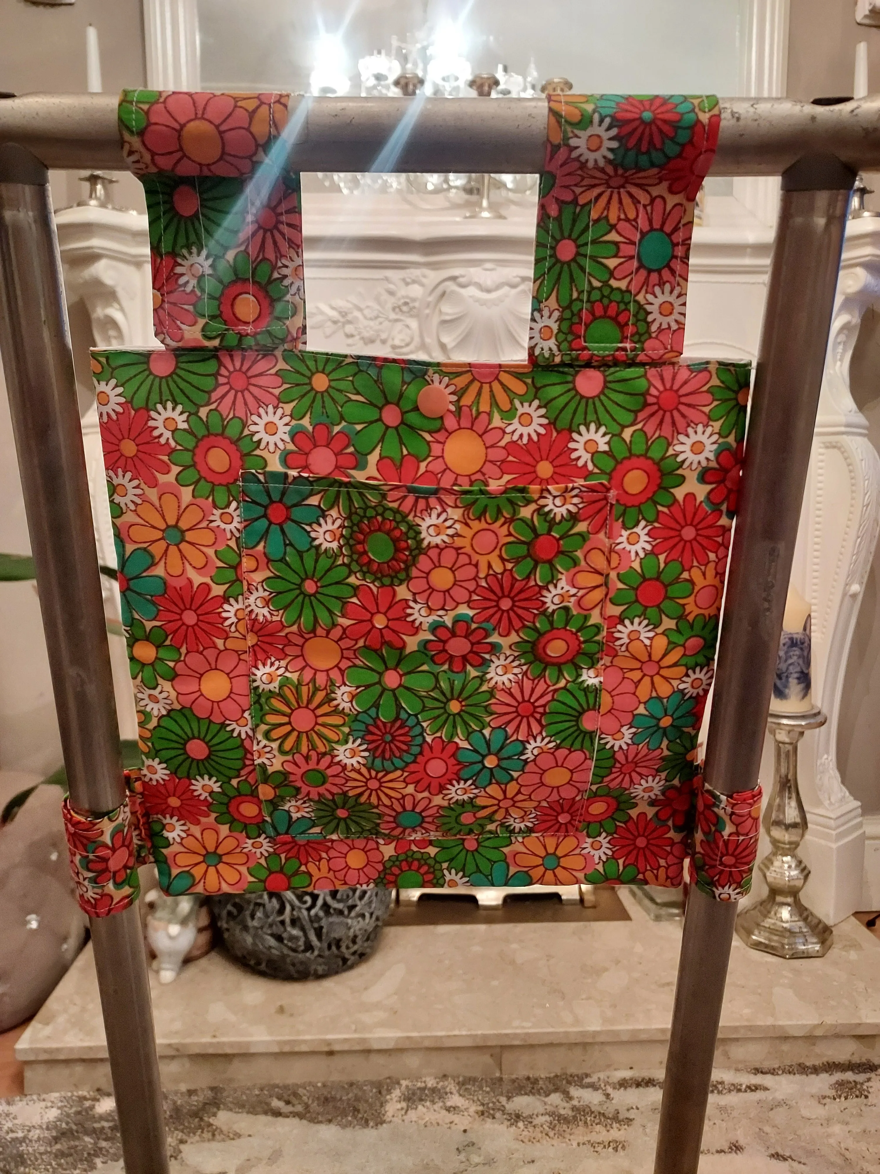 Flower Power  Zimmer frame bag, walking frame bag, accessories, walking aid, handmade, bag, storage