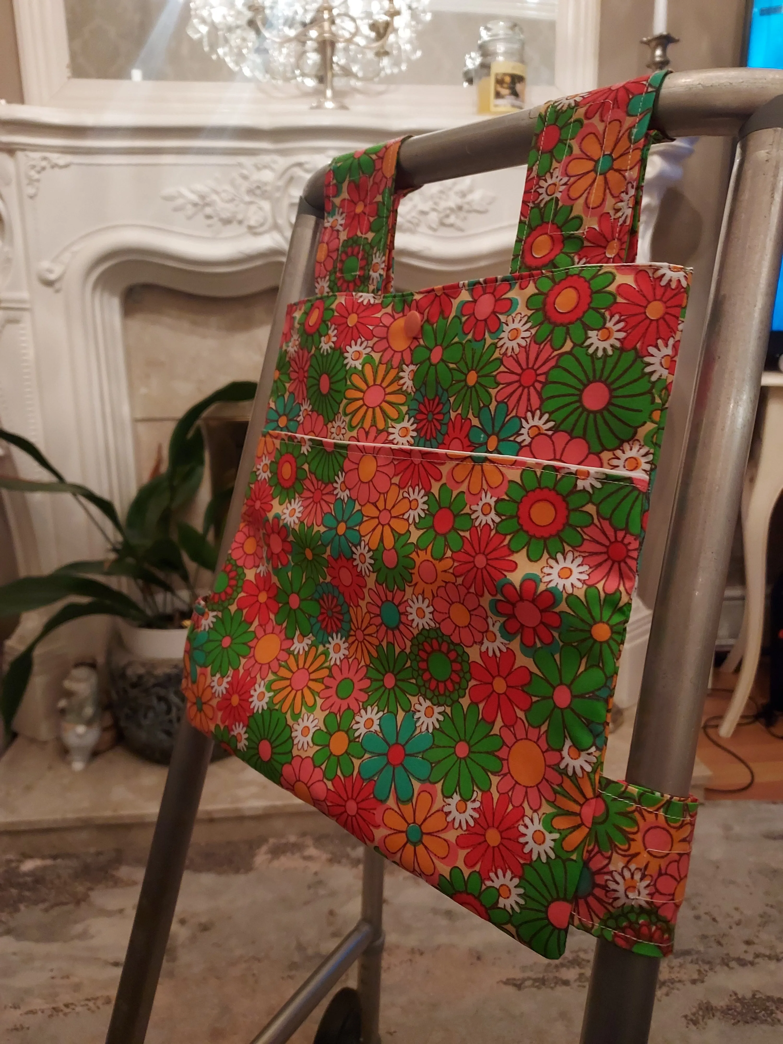 Flower Power  Zimmer frame bag, walking frame bag, accessories, walking aid, handmade, bag, storage