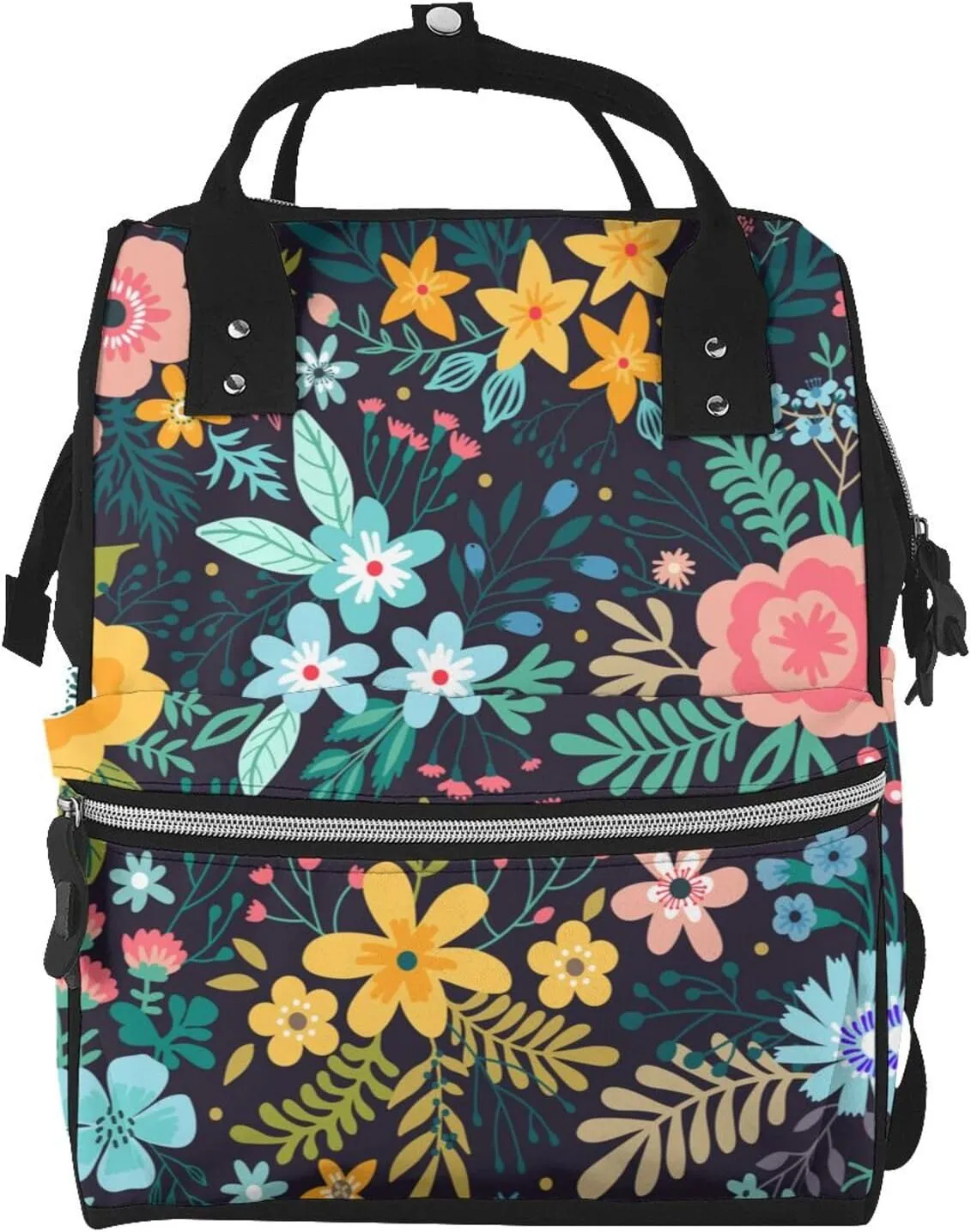 Flower Topics Diaper Bag Backpack for Women Large Capacity Nappy Bag Multifunction Waterproof Mummy Backpacks for Mom Dad Essentials Casual Daypack Travel Bag