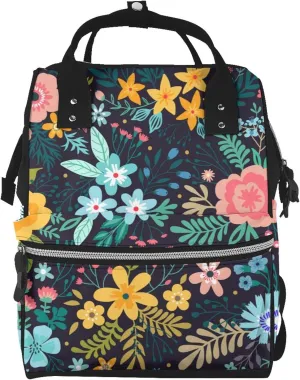 Flower Topics Diaper Bag Backpack for Women Large Capacity Nappy Bag Multifunction Waterproof Mummy Backpacks for Mom Dad Essentials Casual Daypack Travel Bag