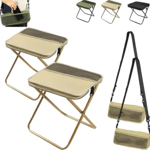 Foldable Backpack Stool, Portable Mini Outdoor Camping Folding Seat with Adjustable Shoulder Strap, Compact Ultra-Lightweight Collapsible Chair for Mountaineering, Hiking, Fishing (Beige-S L)