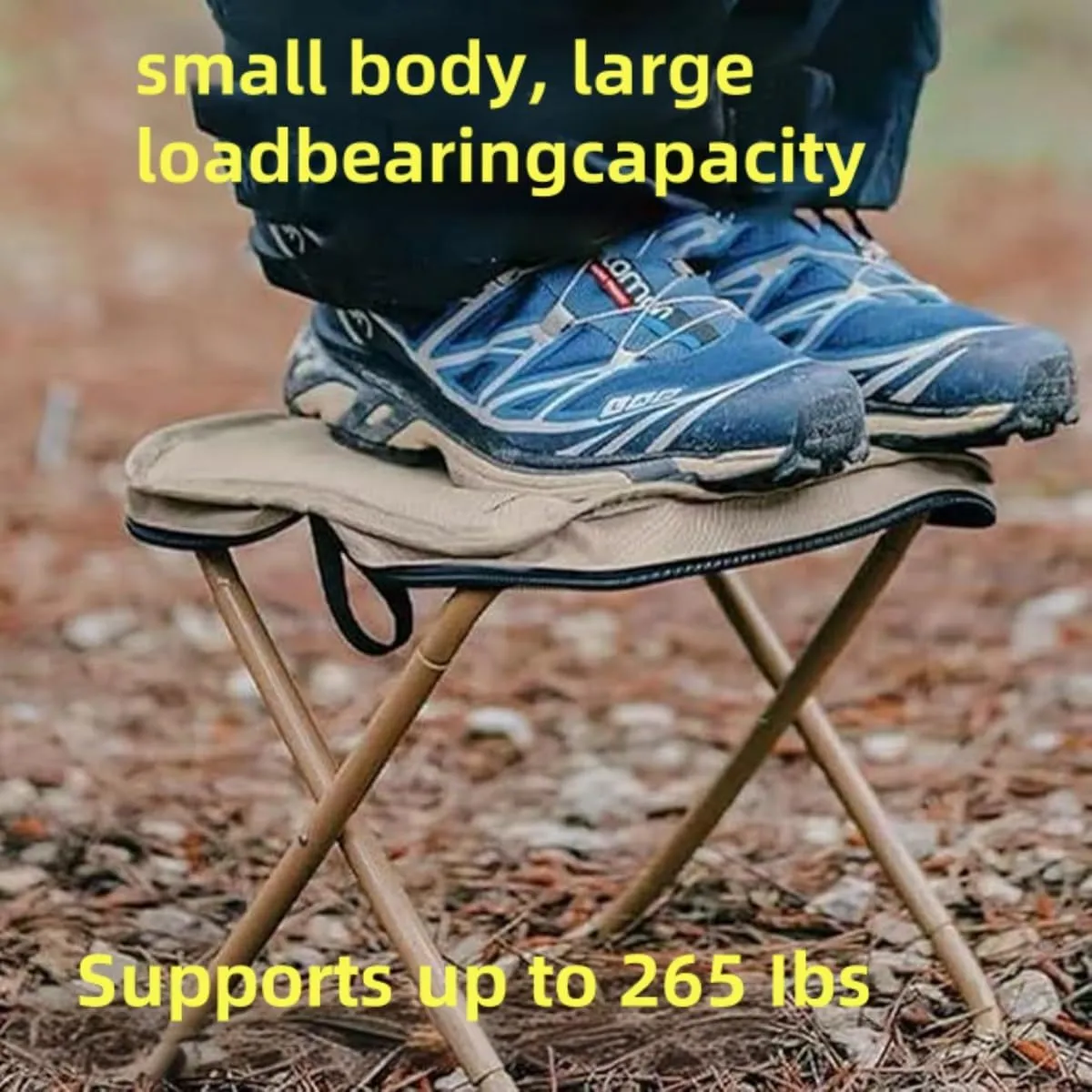 Foldable Backpack Stool,Pocket Handbag Stools with Zippered,Load up to 265 lbs,Portable Mini Outdoor Camping Folding Seat,with Adjustable Shoulder Strap,for Fishing,Picnics,Outdoor (Green, Small)
