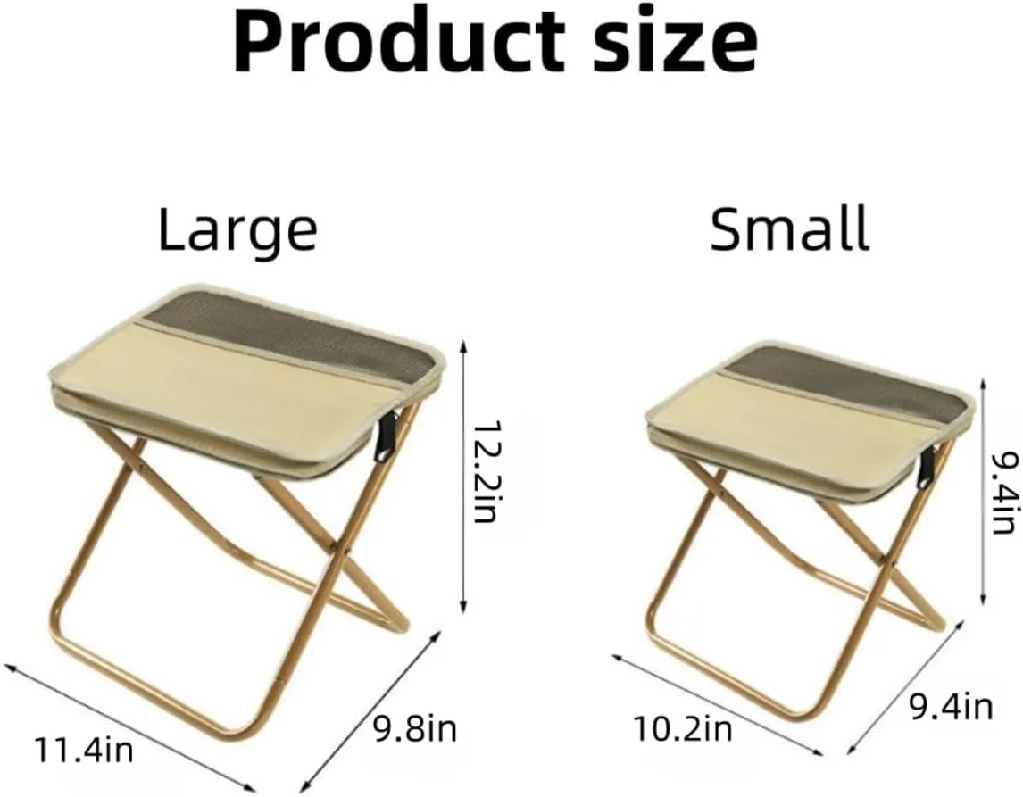 Foldable Backpack Stool,Pocket Handbag Stools with Zippered,Load up to 265 lbs,Portable Mini Outdoor Camping Folding Seat,with Adjustable Shoulder Strap,for Fishing,Picnics,Outdoor (Green, Small)