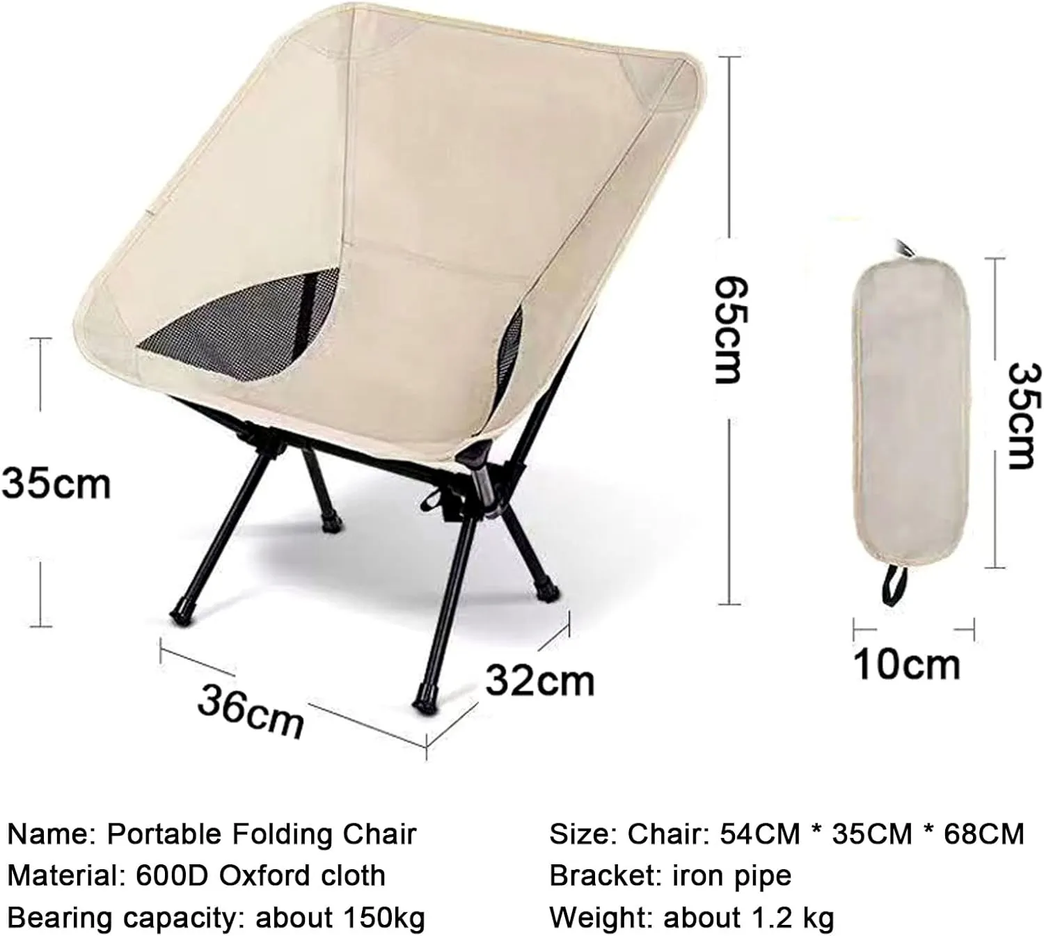 Folding Beach Chair Outdoor Camping Oxford Cloth Fishing Chairs with Storage Bag,Portable Compact Lawn for Hiking Travel Picnic