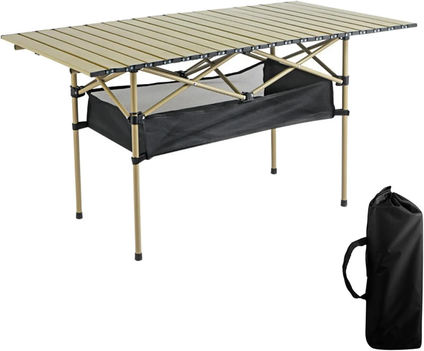 Folding Camping Table, Aluminum roll up Table with Easy to Carry Outdoor Bag, Sturdy and Stable Yellow
