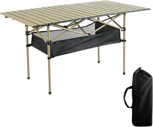 Folding Camping Table, Aluminum roll up Table with Easy to Carry Outdoor Bag, Sturdy and Stable Yellow
