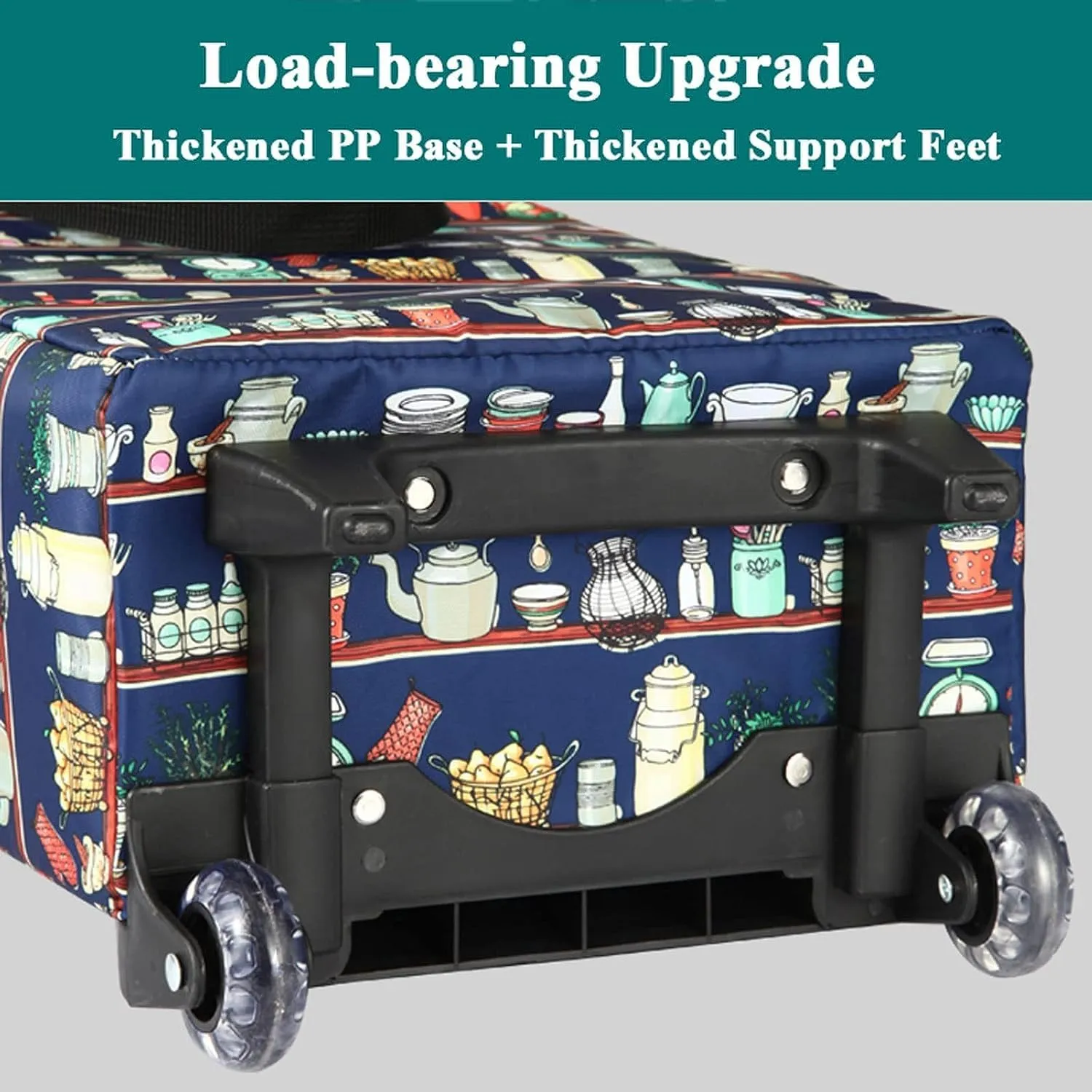 Folding Shopping Cart, Shopping Bag with Wheels Foldable Lightweight, Trolley Grocery Bags Waterproof Insulated Shopping Grocery Utility Carts