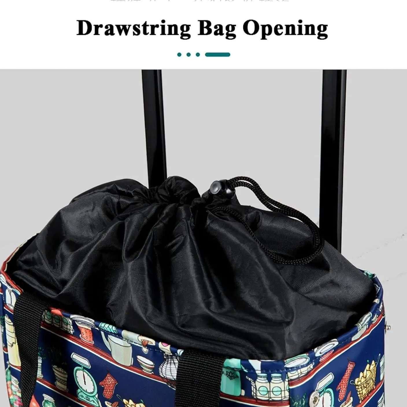 Folding Shopping Cart, Shopping Bag with Wheels Foldable Lightweight, Trolley Grocery Bags Waterproof Insulated Shopping Grocery Utility Carts