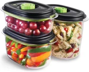 Food Saver Preserve & Marinate Vacuum Containers Food Containers, Transparent/Black, 0.7 l, 1.2 l, 1.8 L