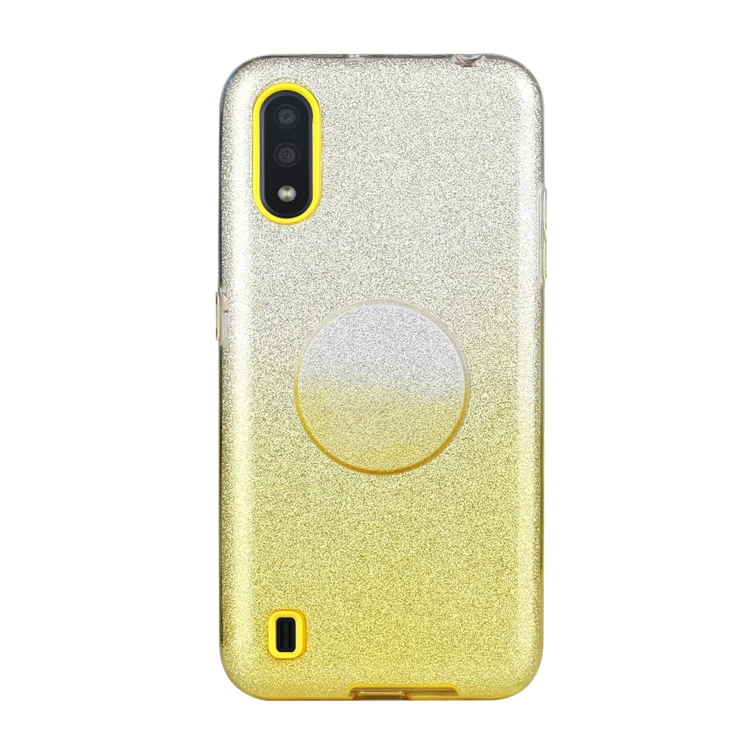 For Samsung A01/A11 European version/A31/A71 Phone Case Gradient Color Glitter Powder Phone Cover with Airbag Bracket blue