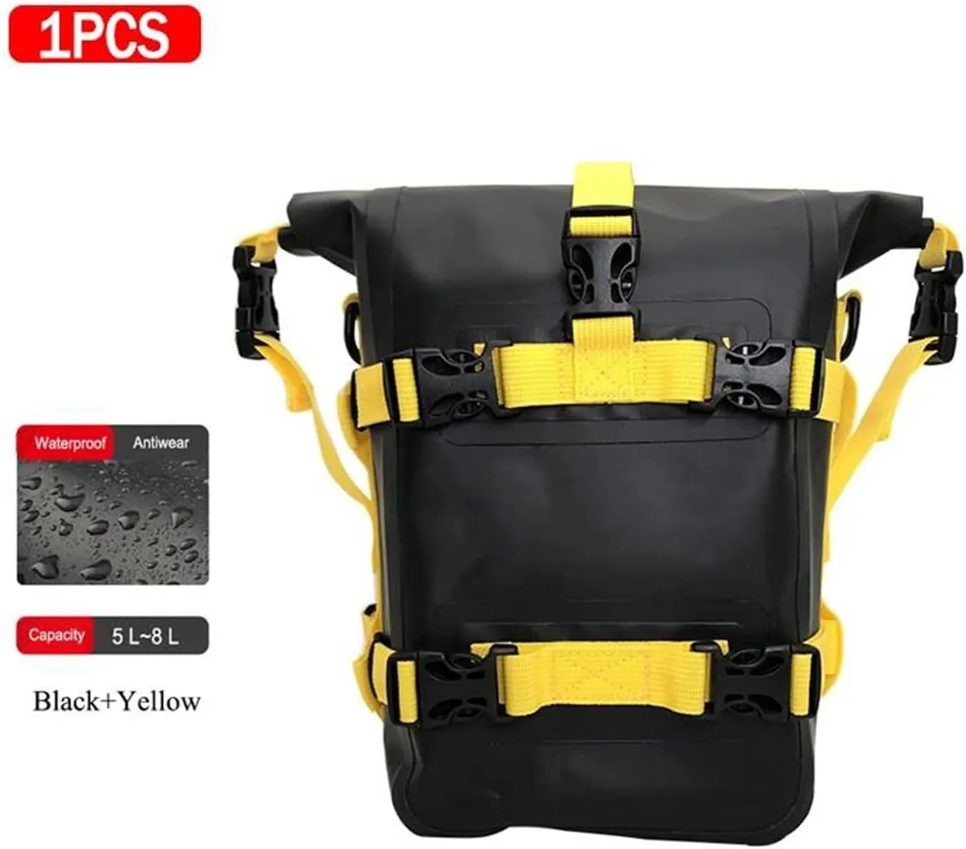 for Yamaha Super Tenere XT1200Z / XTZ1200 Motorcycle Bumpers Bag Waterproof Side Frame Bag Crash Bar Bag Tools Storage Bag(1PCS Black Yellow)