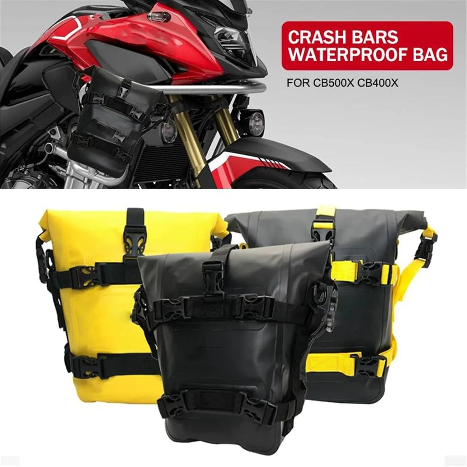 for Yamaha Super Tenere XT1200Z / XTZ1200 Motorcycle Bumpers Bag Waterproof Side Frame Bag Crash Bar Bag Tools Storage Bag(1PCS Black Yellow)