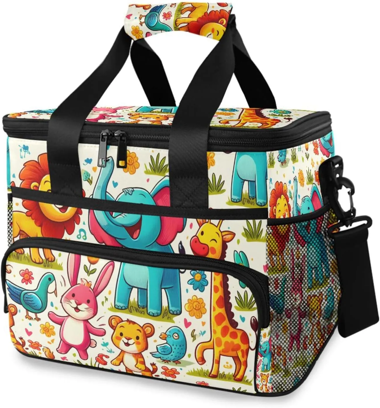 Forest Animals Lion Giraffe Cooler Bag Insulated Cooler Soft Sided Cooler 24 Can Portable Picnic Bag Large Leakproof Lunch Bag Box for Beach Grocery Camping Travel Car Men Women