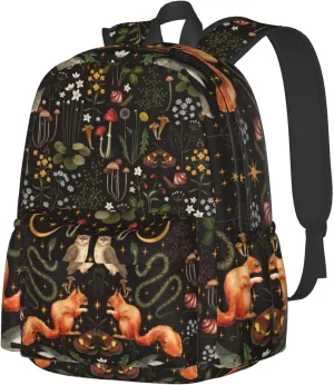 Forest Flower Mushroom Waterproof Backpack Adjustable Shoulder Straps Bag Large Capacity Casual Daypack Bookbag For Travel Work