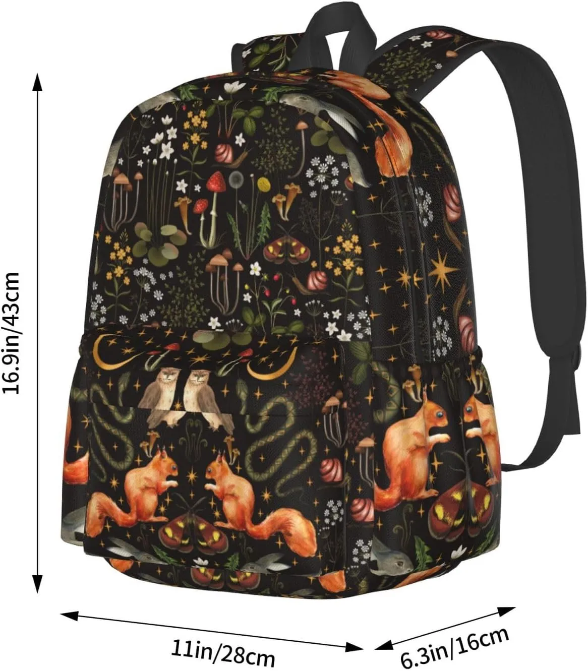 Forest Flower Mushroom Waterproof Backpack Adjustable Shoulder Straps Bag Large Capacity Casual Daypack Bookbag For Travel Work