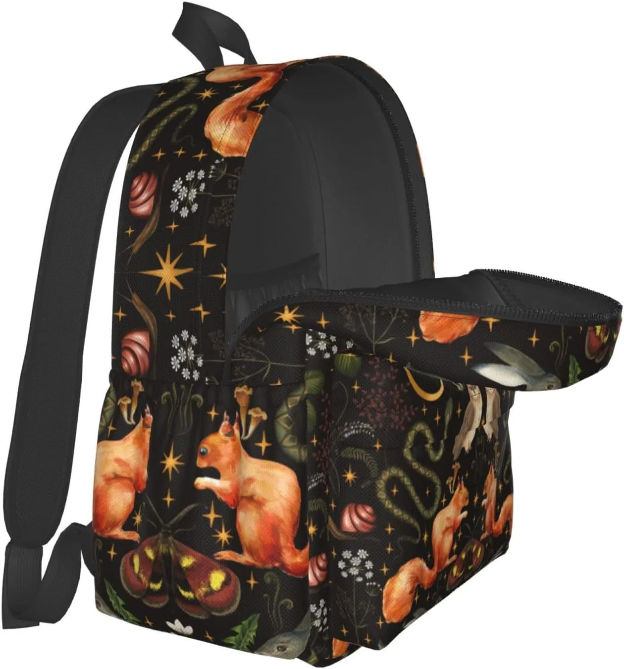Forest Flower Mushroom Waterproof Backpack Adjustable Shoulder Straps Bag Large Capacity Casual Daypack Bookbag For Travel Work