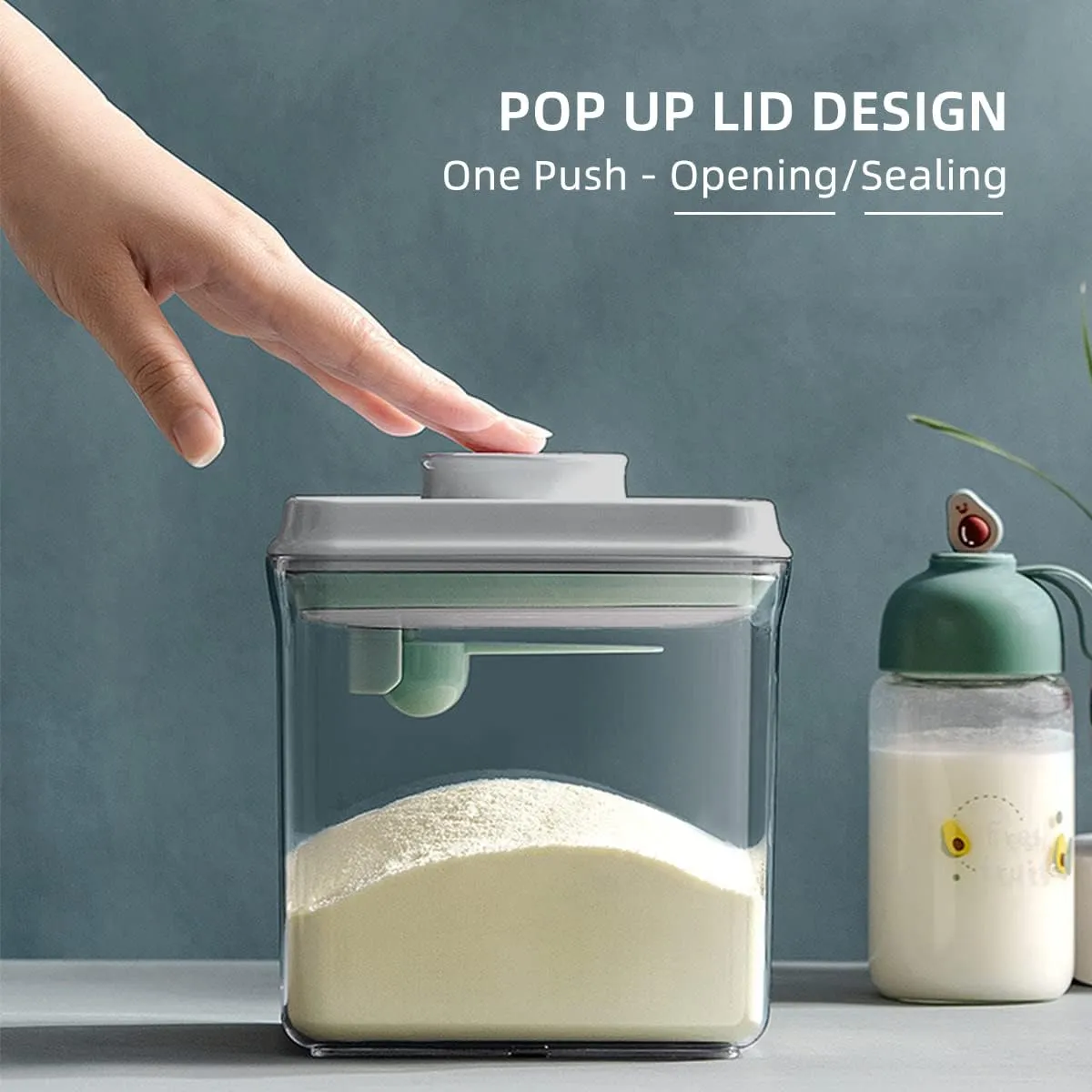 Formula Container Dispenser 1700ml / 1.85qt Airtight Formula Container with Scoop Scraper Bpa Free Food Storage Container Non Slip Large Capacity