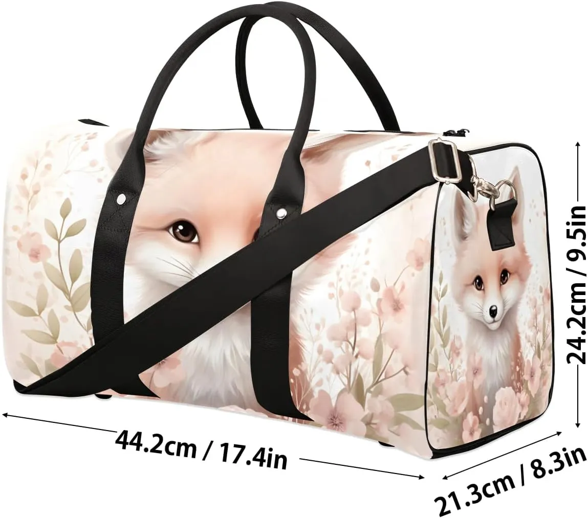 Fox Flower Travel Duffel Bag for Women Men Waterproof Foldable Overnight Weekender Bag Large Capacity Sports Gym Bag