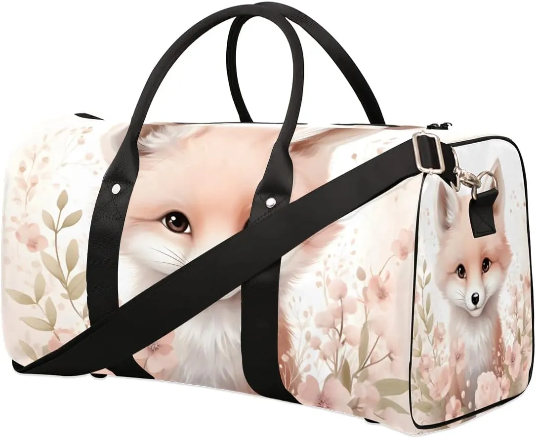 Fox Flower Travel Duffel Bag for Women Men Waterproof Foldable Overnight Weekender Bag Large Capacity Sports Gym Bag