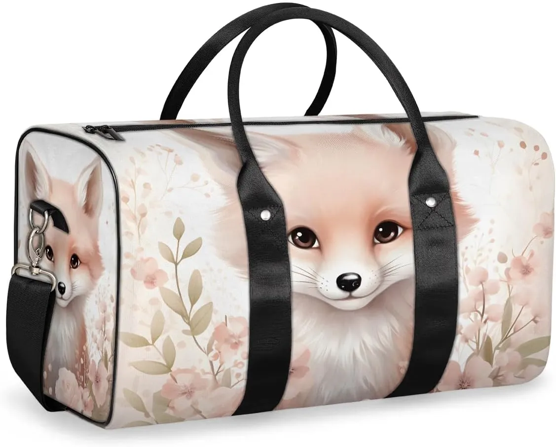 Fox Flower Travel Duffel Bag for Women Men Waterproof Foldable Overnight Weekender Bag Large Capacity Sports Gym Bag