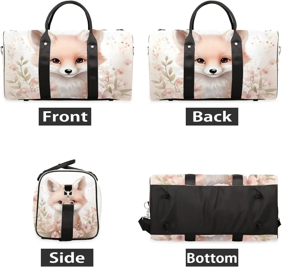 Fox Flower Travel Duffel Bag for Women Men Waterproof Foldable Overnight Weekender Bag Large Capacity Sports Gym Bag