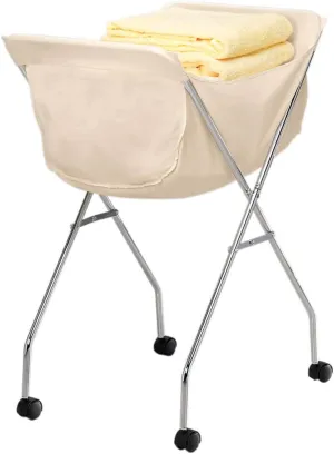 Fox Valley Traders EasyComforts Laundry Cart with Wheels, Collapsible with Removable Liner, Rolling Hamper Cart with Tubular Metal Frame, White Bag Included – Measures 23" x 18" x 32"