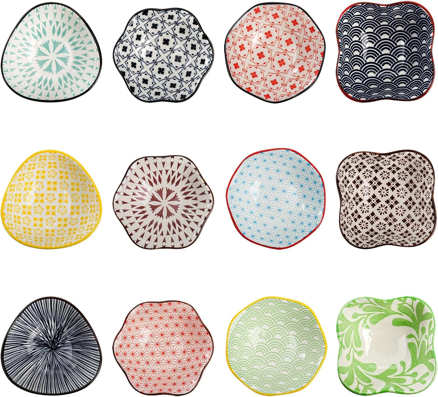 Frcctre Set of 12 Ceramic Dipping Sauce Bowls, 3 Oz Porcelain Pinch Bowls Soy Sauce Dish Set, Small Prep Bowls Condiments Dishes Side Dishes for Sauces Ketchup Appetizer Condiment BBQ