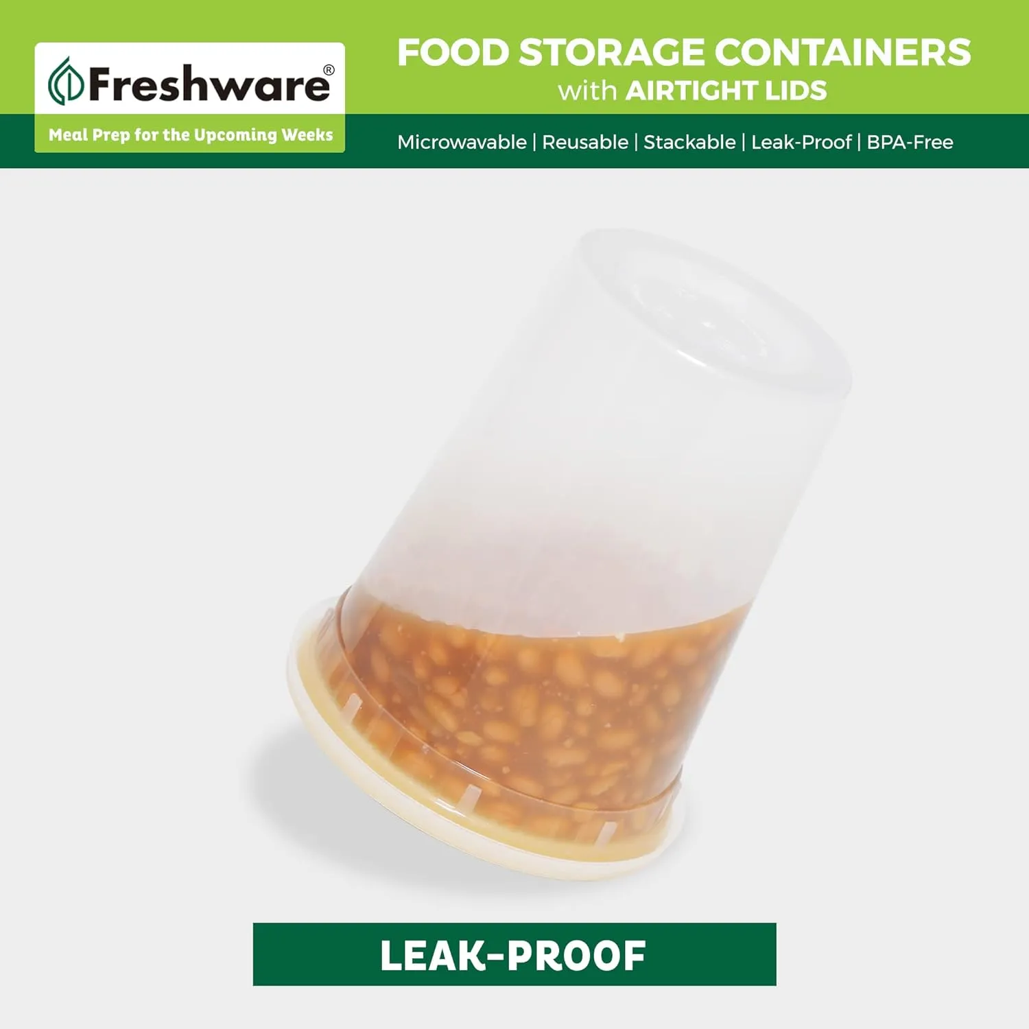Freshware 48 Pack of 16 and 32 oz, 24 sets each size Food Storage Containers with Lids, Plastic Deli Containers, Meal Prep Containers, Microwave and Freezer Safe, Stackable, Leakproof, BPA Free, Clear