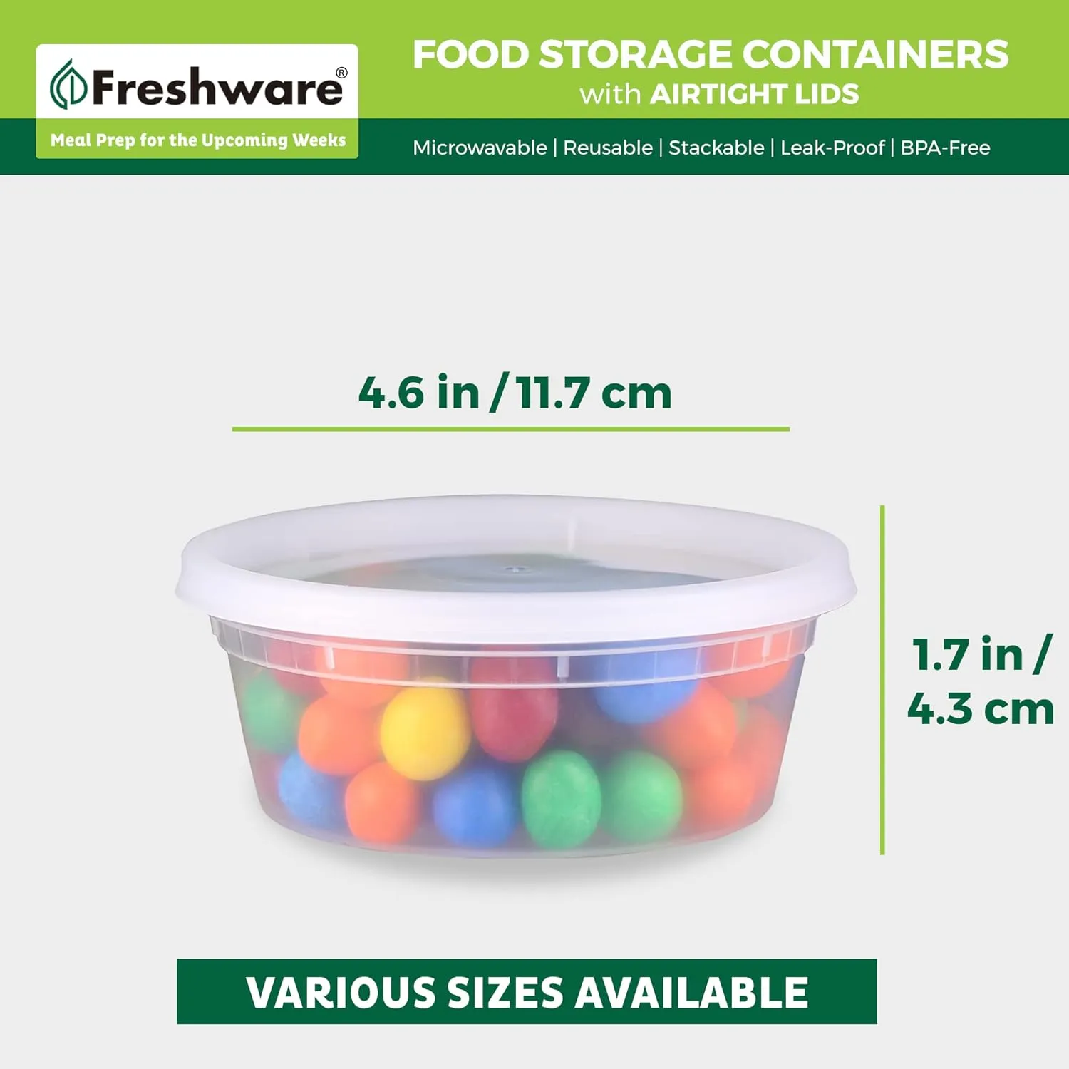 Freshware Food Storage Containers [240 Set] 8 oz Plastic Deli Containers with Lids, Slime, Soup, Meal Prep Containers, BPA Free, Stackable, Leakproof, Microwave, Dishwasher and Freezer Safe