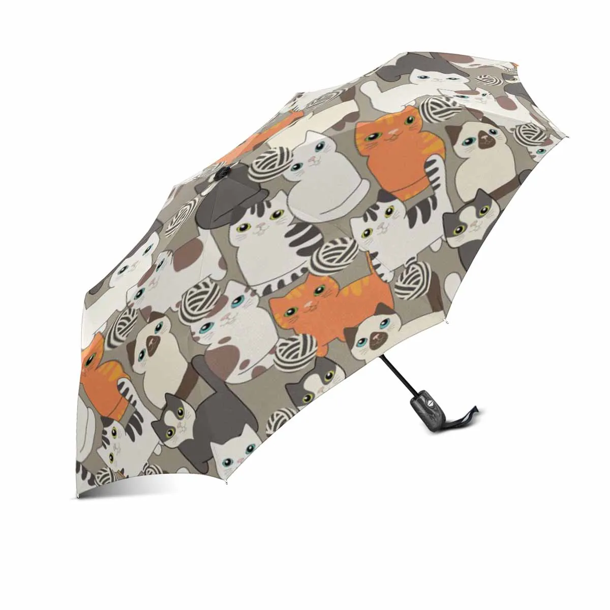 Funny cartoon cats pattern automatic umbrella foldable with totes