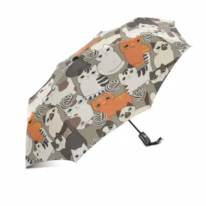 Funny cartoon cats pattern automatic umbrella foldable with totes