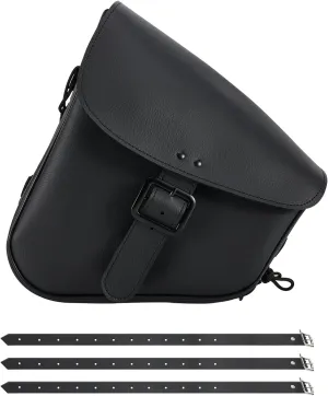 GARGOYLE BELLS Motorcycle Swing Arm Bag Solo Saddle Bags For Sportster Softail PVC Waterproof Motorcycle Luggage Bags for Motorcycle or Bike (Left Side, Black-Single Buckle)