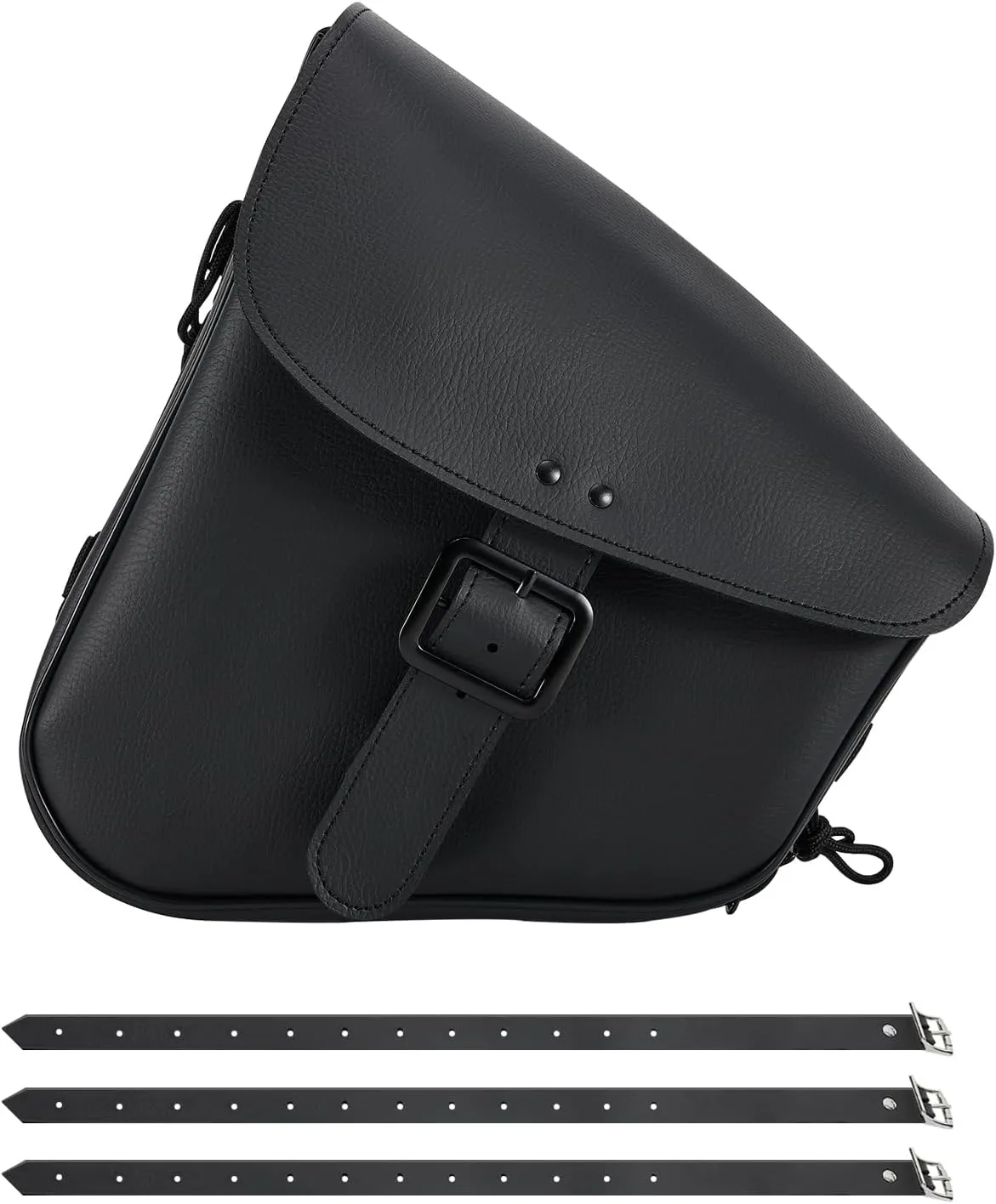 GARGOYLE BELLS Motorcycle Swing Arm Bag Solo Saddle Bags For Sportster Softail PVC Waterproof Motorcycle Luggage Bags for Motorcycle or Bike (Left Side, Black-Single Buckle)